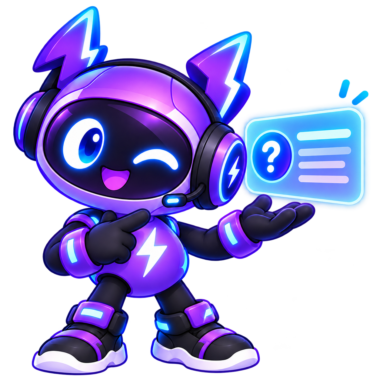 Thunderop’s support robot presenting a help panel